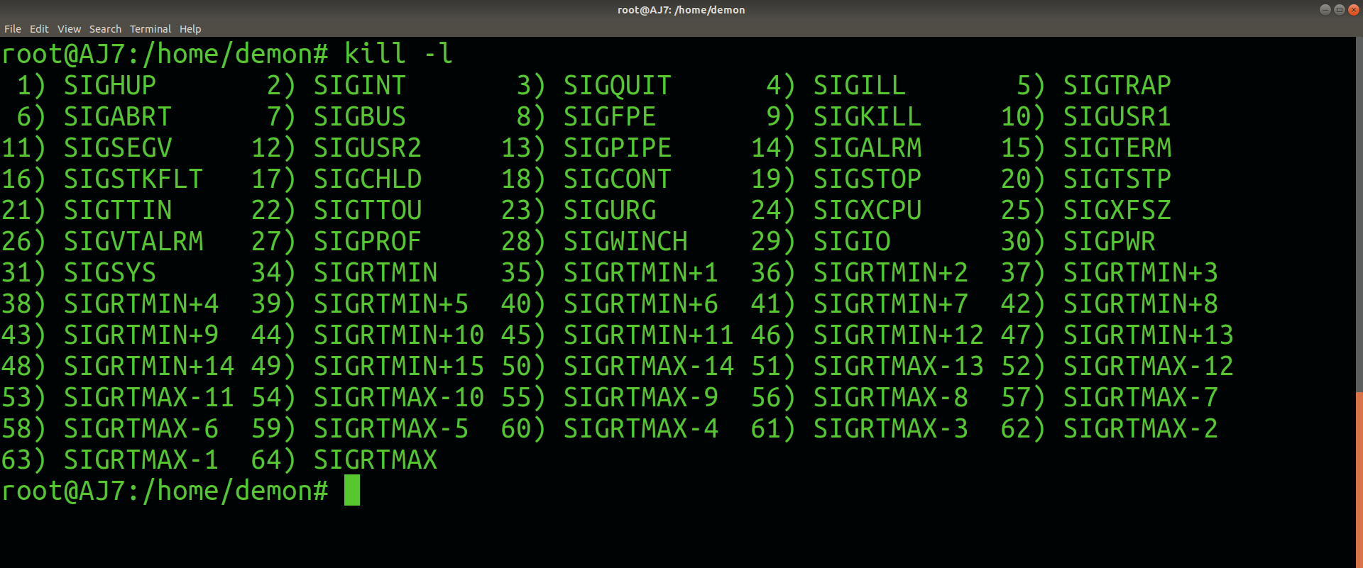 list linux signals